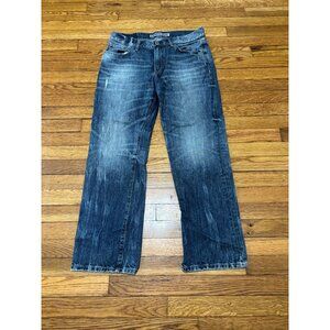 Express Mens Kingston Classic Straight Leg Jeans Sz 32X30 Blue Distressed Denim